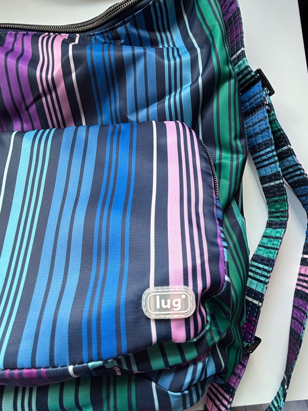 LUG multi colour striped zip liner convertible backpack bag